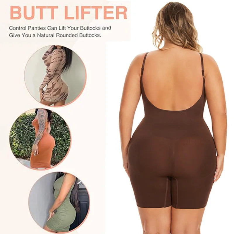 Full Coverage Thigh Slimming Backless Bodysuit Shapewear