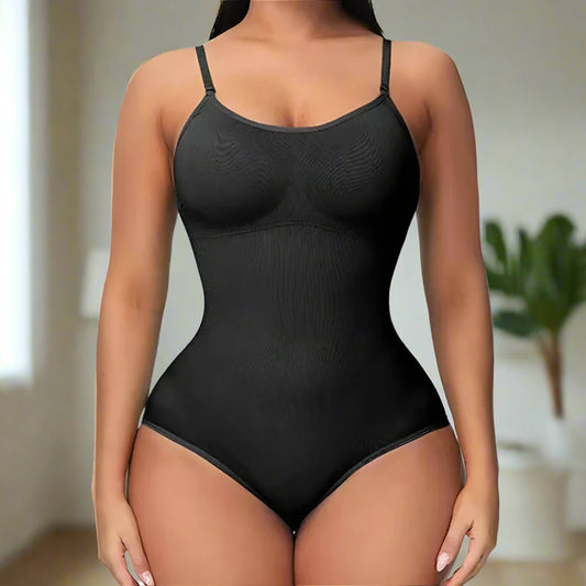 V Neck Spaghetti Strap Compression Bodysuit Shapewear