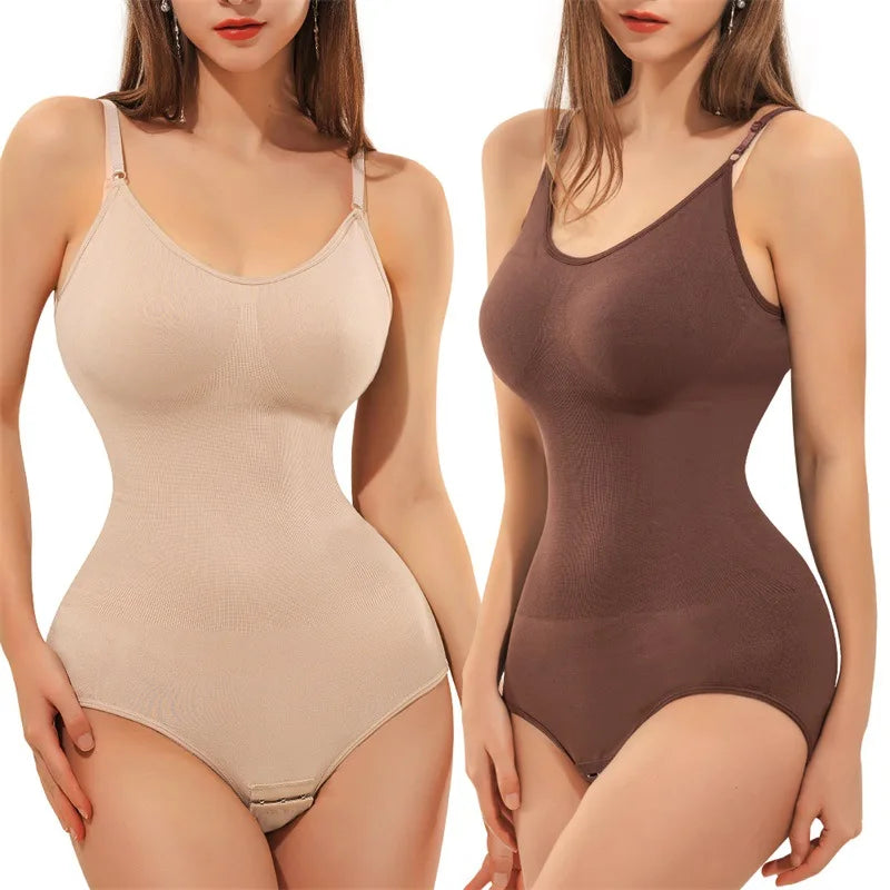 V Neck Spaghetti Strap Compression Bodysuit Shapewear